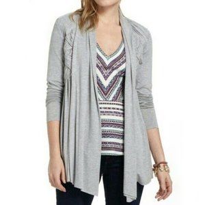 Bailey 44 Grey Jersey Woven Open Front Cardigan